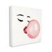 Stupell Industries Glamorous Face Blowing Bubble Gum Bold Lips XXL Stretched Canvas Wall Art By Janelle Penner Canvas, in White | Wayfair