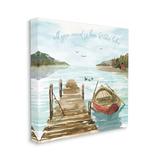 Stupell Industries Love & The Lake Sentiment Boat Dock Landscape Gray Farmhouse Rustic Framed Giclee Texturized Art By Dina June Canvas | Wayfair