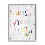 Stupell Industries Brush Your Teeth Bathroom Sign Playful Flamingo Turtle Oversized Wall Plaque Art By Natalie Carpentieri Canvas | Wayfair