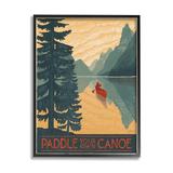 Stupell Industries Paddle Your Own Canoe Phrase Mountain Lake Adventure by Janelle Penner - Graphic Art Print on Canvas in Green | Wayfair