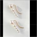 Anthropologie Jewelry | Anthropologie Bead Crawler Earring | Color: Gold/White | Size: Os