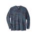 Men's Big & Tall Waffle-Knit Thermal Henley Tee by KingSize in Blue Camo (Size L) Long Underwear Top