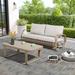 Bayou Breeze Patio Aluminum Conversation Set w/ Loveseat, End Table & Cushions Synthetic Wicker/All - Weather Wicker/Metal/Wicker/Rattan | Wayfair