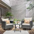 XIZZI Ben Multi-Piece Rocking Chair Outdoor Furniture 3 Sets Synthetic Wicker/All - Weather Wicker/Wicker/Rattan in Gray | Wayfair GRSZY603