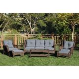 Darby Home Co Herrin 6 Piece Rattan Sofa Seating Group w/ Cushions Synthetic Wicker/All - Weather Wicker/Wicker/Rattan in Blue | Outdoor Furniture | Wayfair