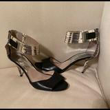 Michael Kors Shoes | Michael Kors Black Leather And Python Heels | Color: Black/Silver | Size: 9