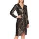 Gina Bacconi Women's Sequin Wrap Dress Cocktail, Brown/Gold, 12