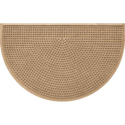 WaterHog Squares Half Oval Door Mat 24"x39" by Bungalow Flooring in Camel