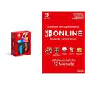 Nintendo Switch (OLED-Modell) Neon-Rot/Neon-Blau + Switch Online Mitgliedschaft - 12 Monate (Nintendo Switch Download Code)