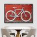 IDEA4WALL Road Bike Parked By The Red Wood - Floater Frame Painting on Canvas in White | 24 H x 36 W x 1.5 D in | Wayfair 8022271714556