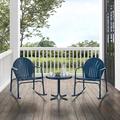 Hashtag Home Burley 3Pc Outdoor Rocking Chair Set Navy Gloss - Side Table & 2 Rocking Chairs Metal in Blue | 32.25 H x 22.5 W x 33.13 D in | Wayfair