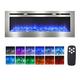 INMOZATA 152cm Electric Fire Wall Mounted Recessed Electric Fireplace With 12 LED Flame Colors, Adjustable Thermostat, Crystal&Log Set, 900W/1800W, Remote&Touch Screen Control (152cm/60in, Gray)