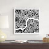 Red Barrel Studio® London Map Black by Laura Marshall - Wrapped Canvas Photograph Canvas in Black/White | 20 H x 20 W x 1.25 D in | Wayfair