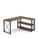 Inbox Zero Aimee-Rose Reversible L-Shape Desk Wood/Metal in Brown | 29.52 H x 52.75 W x 43.3 D in | Wayfair 336D9DE5140D48CEB42505F92E6A8A1A