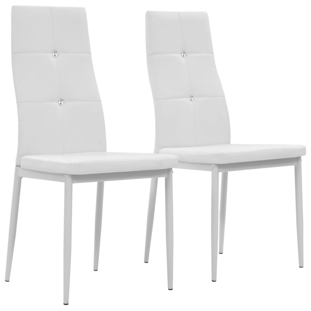vidaXL Esszimmerstühle 2 Stk. Weiß Kunstleder Image