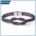 MKENDN – Bracelet en acier inoxydable pour hommes et femmes cordon en Nylon nœud infini fermoir