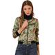 Allegra K Women's Stand Collar Lightweight Zip Up Floral Bomber Jacket Light Green 12