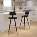 Wade Logan® Azurie LeatherSoft Barstools w/ Iron Frame & Gold Tipped Legs Leather in Black | 39 H x 18 W x 18 D in | Wayfair