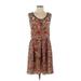 Angie Casual Dress - A-Line Scoop Neck Sleeveless: Tan Dresses - Women's Size Small