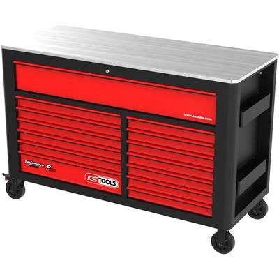 Kstools - PERFORMANCEplus P45 schwarz/rot Werkstattwagen mit 14 Schubladen