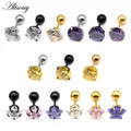 Alisouy – boucles d'oreilles médicales en acier inoxydable zircon taille 3/4/5/6mm étoile