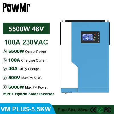 PowMr – onduleur hybride solaire hors réseau 48V MPPT intégré 240V a à onde sinusoïdale Pure