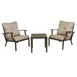 Patio Premier 3pc Set with Cushions, Dark Brown Frame, Tan Cushions