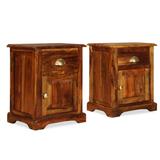 vidaXL Bedside Cabinet 2 pcs 15.8"x11.8"x19.7" Solid Sheesham Wood