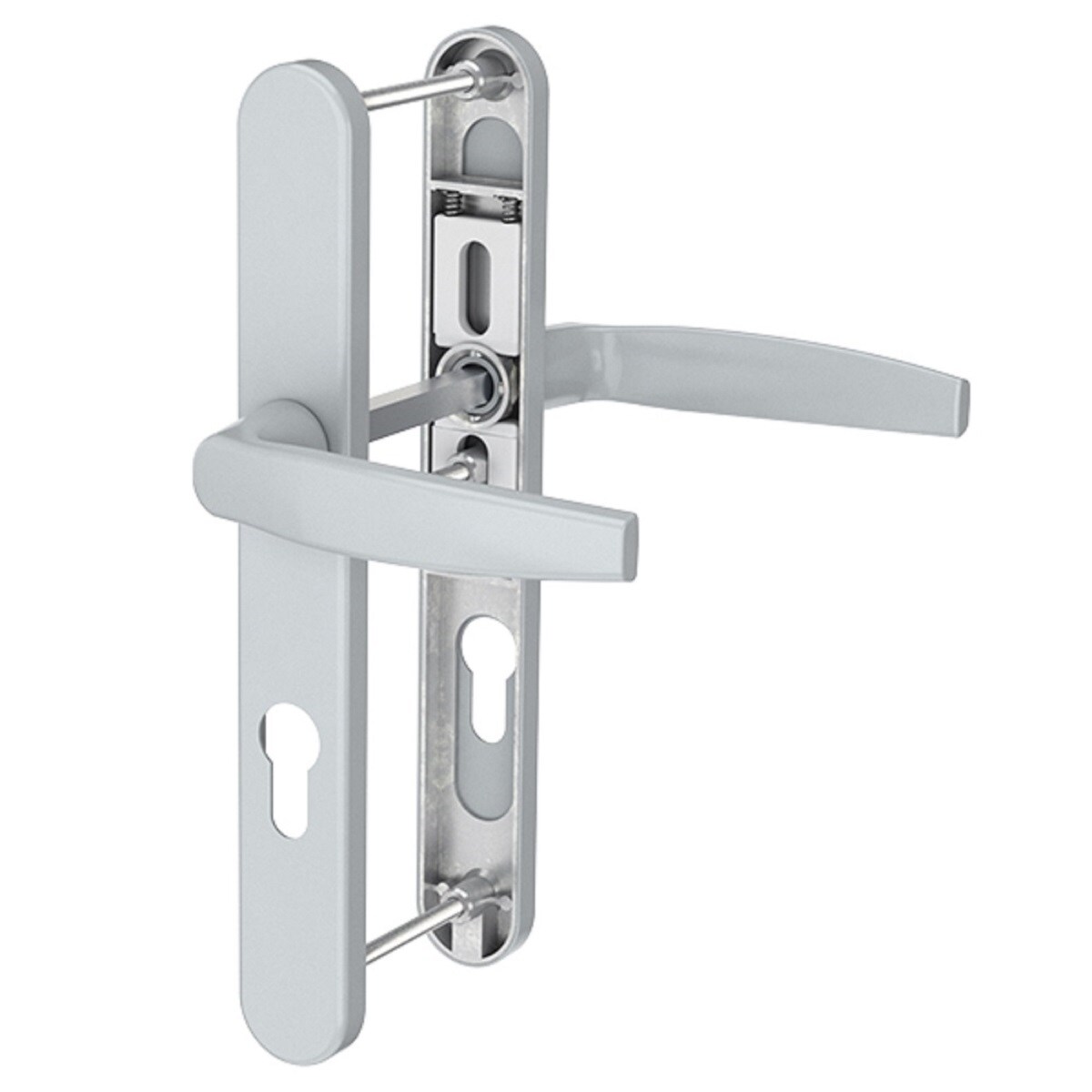 MS Beschläge Langschild PZ Schmalrahmengarnitur 92mm Silber Drücker/Drücker TS 55-70mm Image