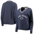 Women's League Collegiate Wear Heathered Navy Penn State Nittany Lions Victory Springs V-Neck Pullover Sweatshirt