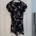 American Eagle Outfitters Other | Ae Floral Romper With Middle Cutout | Color: Black | Size: S