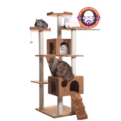 Multi-Level 74" Real Wood Cat Tree Furniture With Sratchhing Posts by Armarkat in Brown