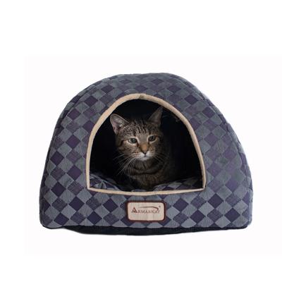 Purple Gray Checkered Cat Dog Bed by Armarkat in Purple
