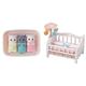 Sylvanian Families 5458 Perserkatzen Drillinge - Figuren für Puppenhaus & 5534 Babybett mit Mobile - Puppenhaus Spielset