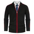 Knitwear Men Zip-up Cardigan Sweater Contrast Color Long Raglan Sleeve XL Black 144-1