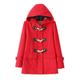 Elonglin Womens Duffle Coat Woolen Fleece Trench Coat Winter Casual Hooded Horn Buttons Fashion Thick Toggle Coat Snowsuit Outerwear Hoodie Warm Size UK S (Asia M) Red with Coton Lining