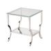 Glass Top End Table with Mirrored Bottom Shelf, Clear and Silver - 22 H x 19.75 W x 19.75 L Inches