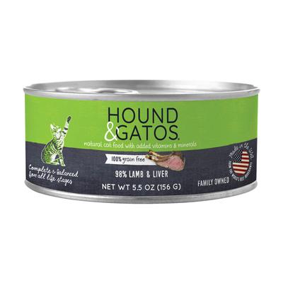 Hound & Gatos Grain Free, Lamb & Liver Wet Cat Food, 5.5 oz., Case of 24, 24 X 5.5 OZ