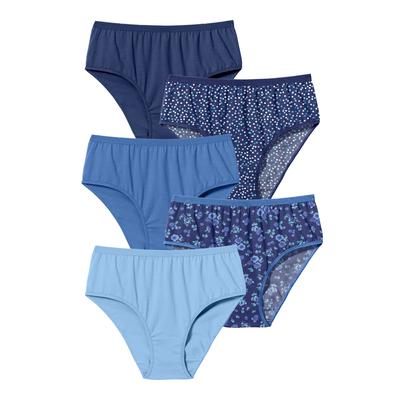 Plus Size Women's Hi-Cut Cotton Brief 5-Pack by Comfort Choice in Evening Blue Dot Pack (Size 11)