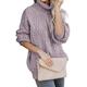 BLENCOT Purple Oversized Sweater 22 Womens Cable Knit Jumper Chunky Long Sleeve Sweater Casual Loose Pullover Jumper Tops