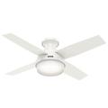 Hunter Fan Dempsey Low Profile Indoor Ceiling Fan with LED Light and Remote Control, Metal, Fresh White, 44 Inch