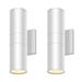 Orren Ellis Mundrae 12 Inch Integrated LED Round Up Down Wall Light Outdoor Waterproof Set of 2 Aluminum/Metal in White | Wayfair