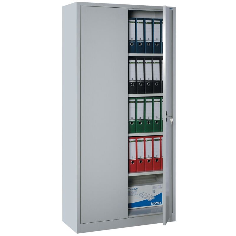 Stahl-Aktenschrank Metallschrank abschließbar Büroschrank Stahlschrank Lichtgrau 1800 x 800 x 383
