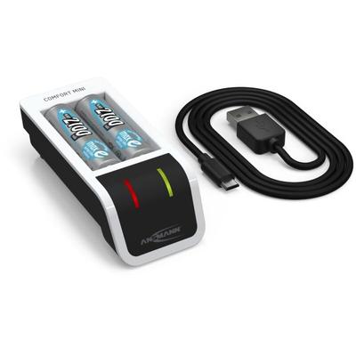 Akku Ladegerät inkl. 2x aa 2100mAh Akkus, USB-Eingang - Ansmann Image