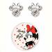 Disney Jewelry | Disney Minnie Mouse Crystal & Sterling Silver Earrings & Trinket Dish $100 Nwt | Color: Silver | Size: 3/8”