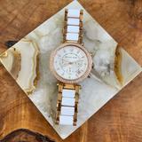 Michael Kors Jewelry | Michael Kors Chronograph Quartz White Dial Parker Watch | Color: Pink/White | Size: Os