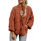 Women Casual Autumn Winter Jackets Solid Colour Long Sleeve Zip Up WarmKeeping Stand Collar Padded Lightweight Coat Cotton Clothing Puffer Coats Outwear (Brick Red, L)