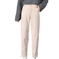 Women's Corduroy Trousers Spring Autumn Straight Solid Long Trousers Slim Comfortable and Durable Wild Harem Pants Beige