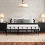 Lark Manor™ Buckmaster Modern Metal Bed Frame w/ Design Headboard/No Box Spring Needed Metal in Black | 39 H x 76.99 W x 82.99 D in | Wayfair