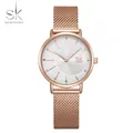 Shengke-Montres à quartz en or rose pour femmes montre-bracelet de luxe bracelet en maille